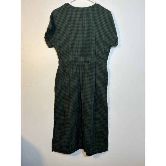 Pact Organic Cotton Short Sleeve Midi Dress Plaid Sz M Green Coastal Modest - Picture 5 of 9